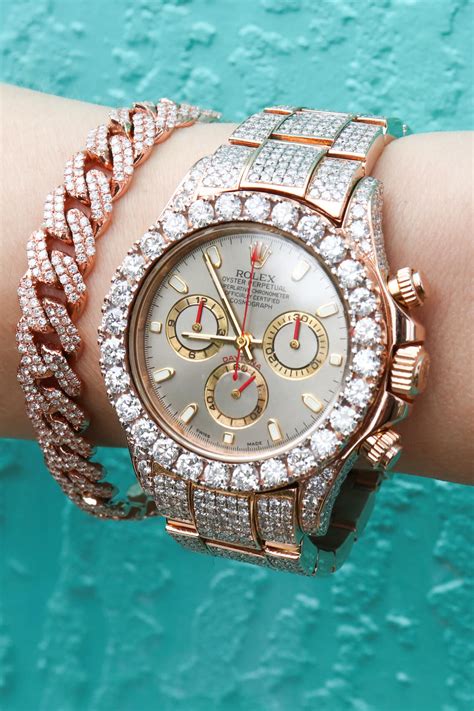 iced out rolex women rose gold|iced out Rolex cost.